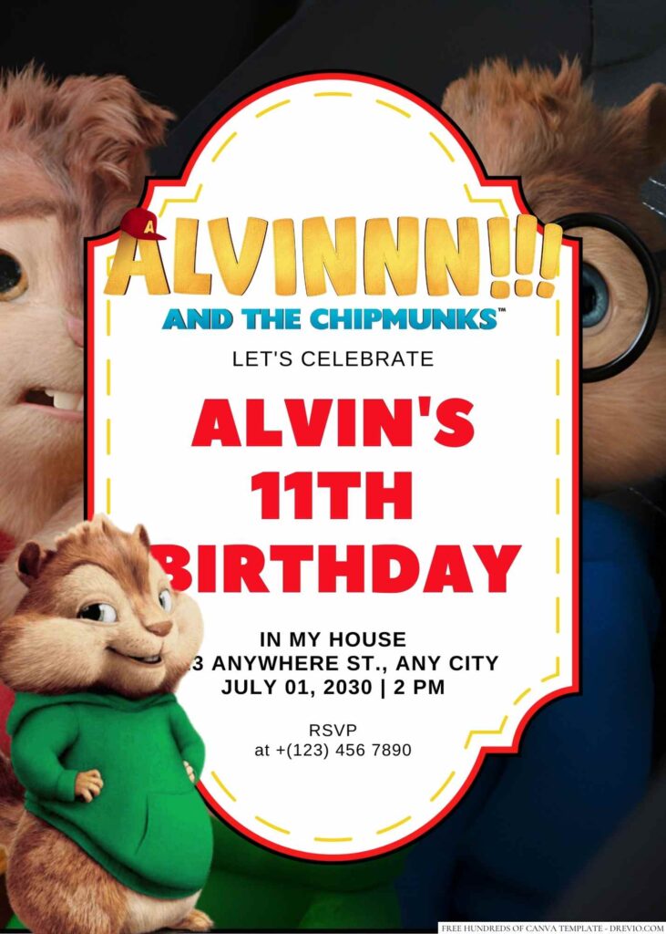 Alvin and the Chipmunks Birthday Invitation