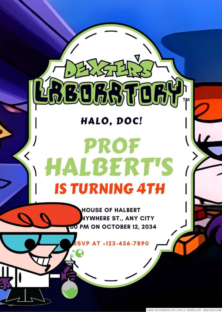 Dexter (Dexter's Laboratory) Birthday Invitation