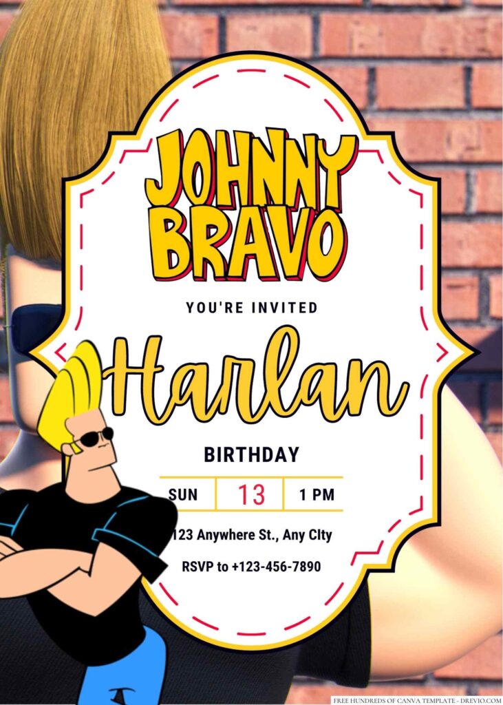 Johnny Bravo Birthday Invitation