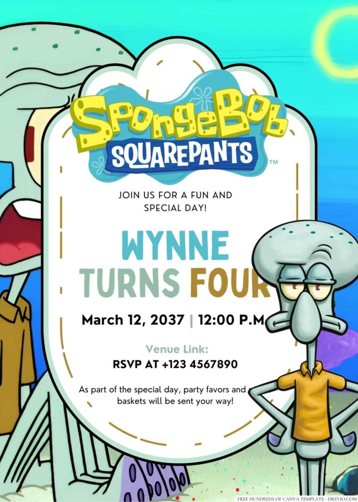 Squidward Tentacles Birthday Invitation