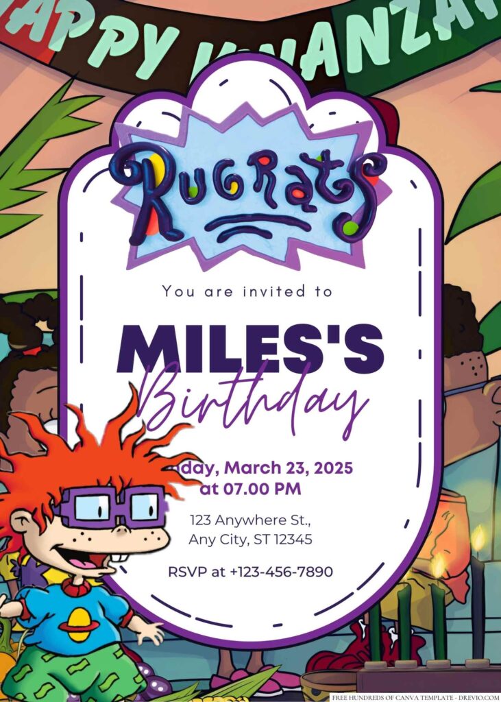 Rugrats (Tommy, Chuckie, Phil, Lil, and Angelica) Birthday Invitation