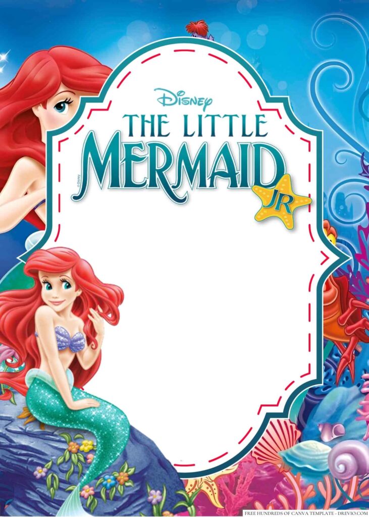 Invitation Template of 14+ The Little Mermaid Canva Birthday Invitation Templates 5