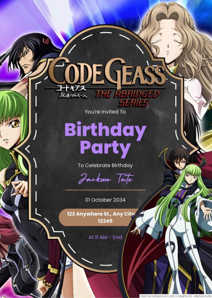 Code Geass Birthday Invitation 