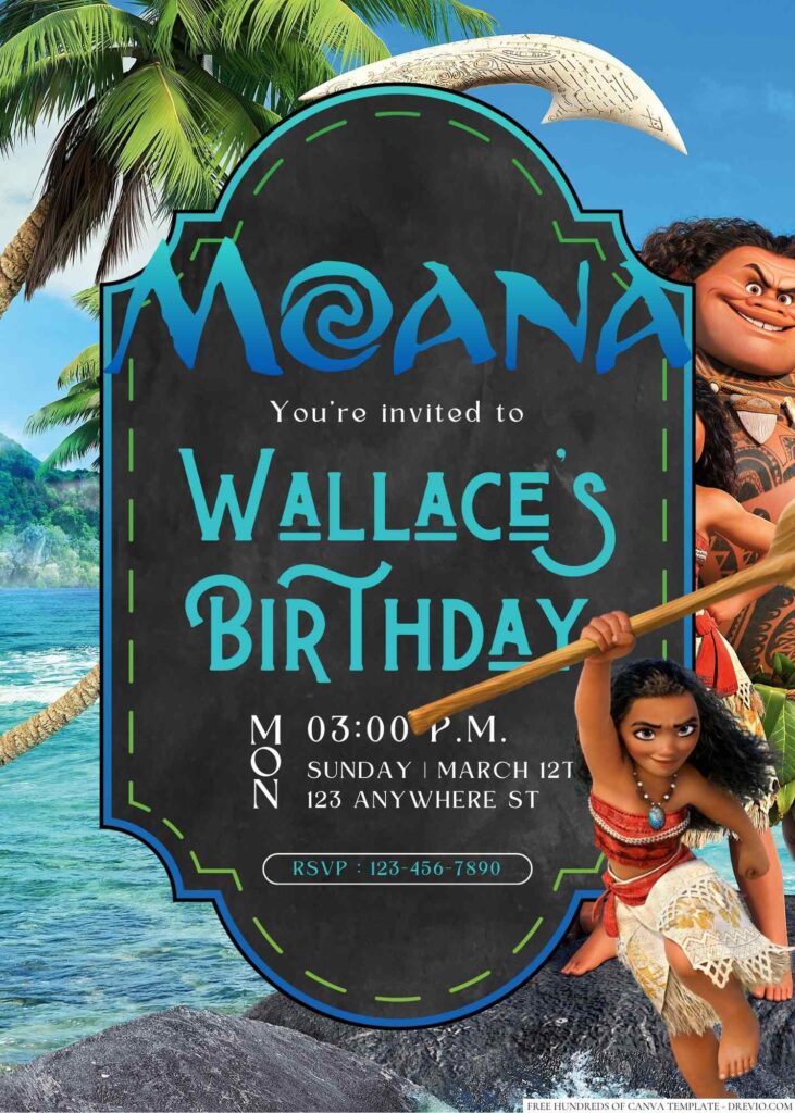 Moana Birthday Invitation