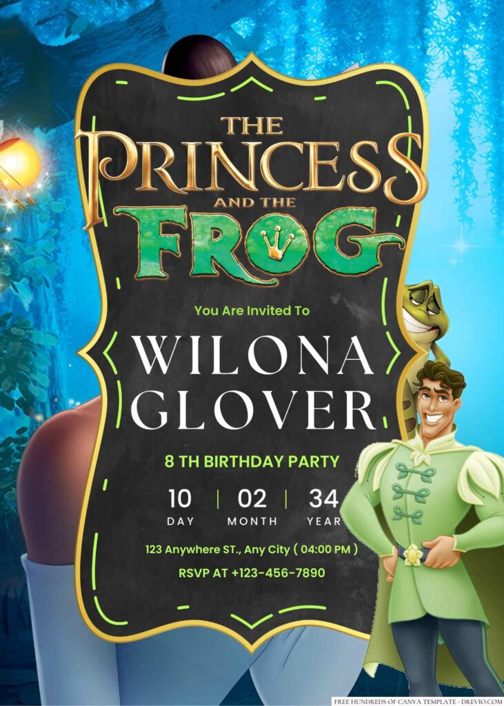 The Princess and the Frog Birthday Invitation