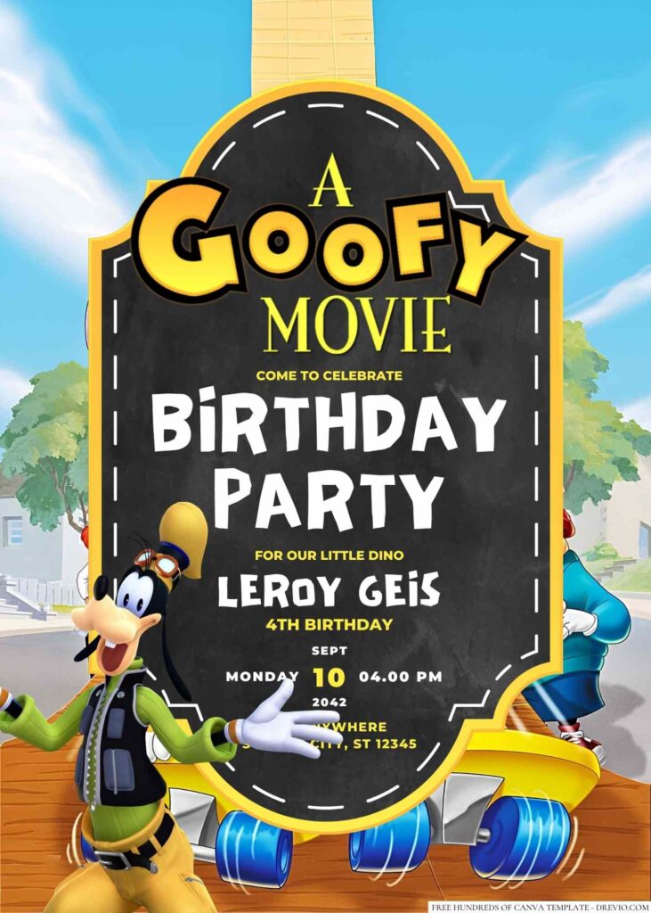 A Goofy Movie Birthday Invitation