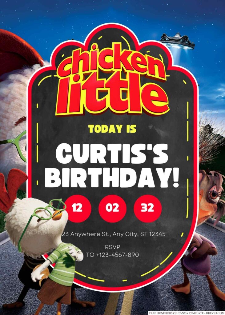 Chicken Little Birthday Invitation