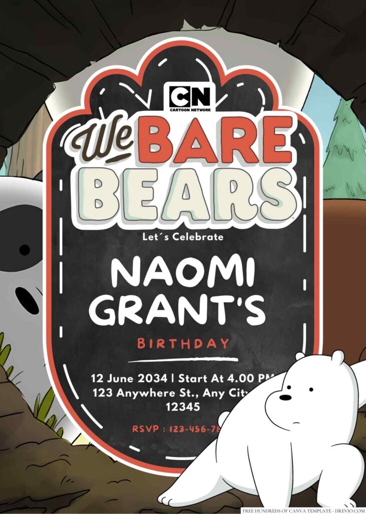 We Bare Bears Birthday Invitation
