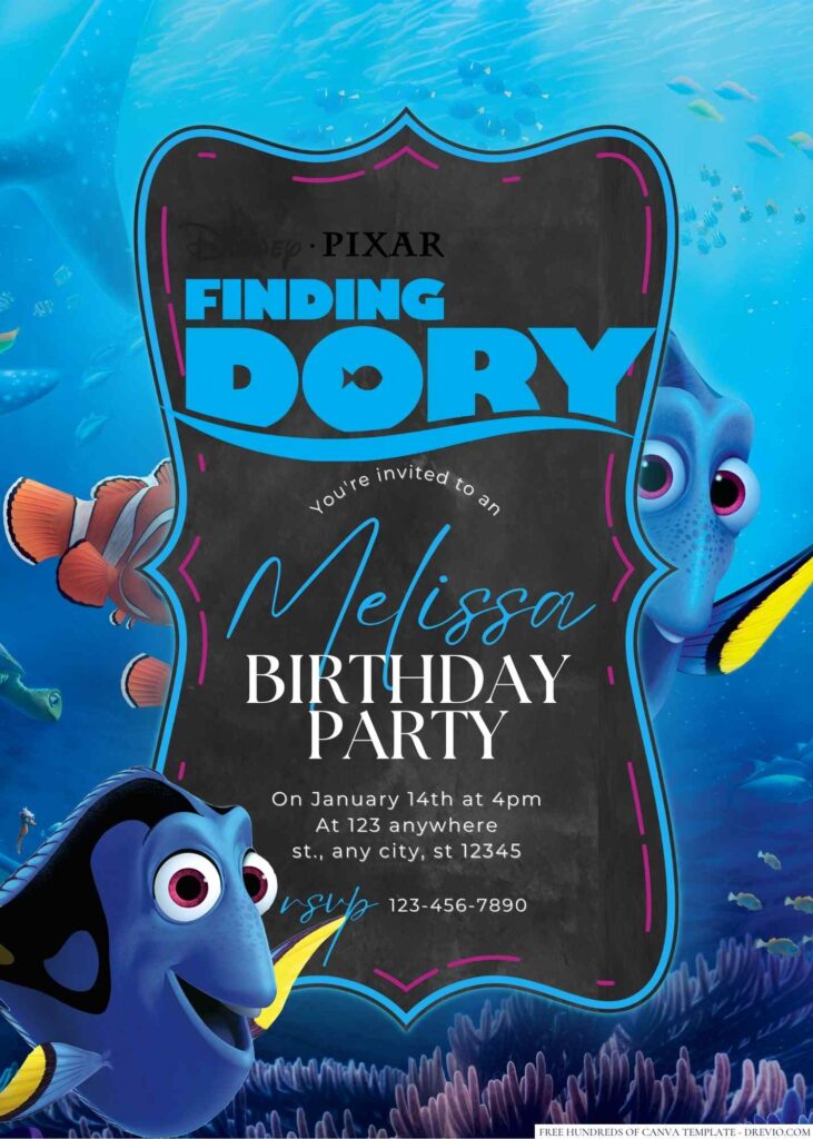 Finding Dory Birthday Invitation