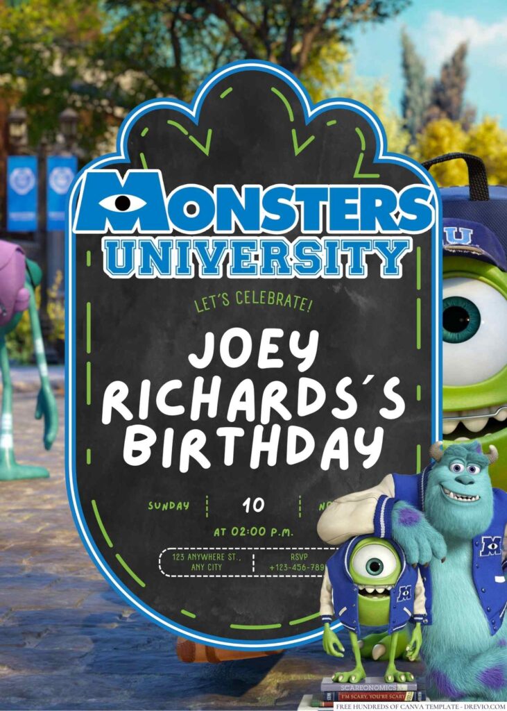 Monsters University Birthday Invitation 