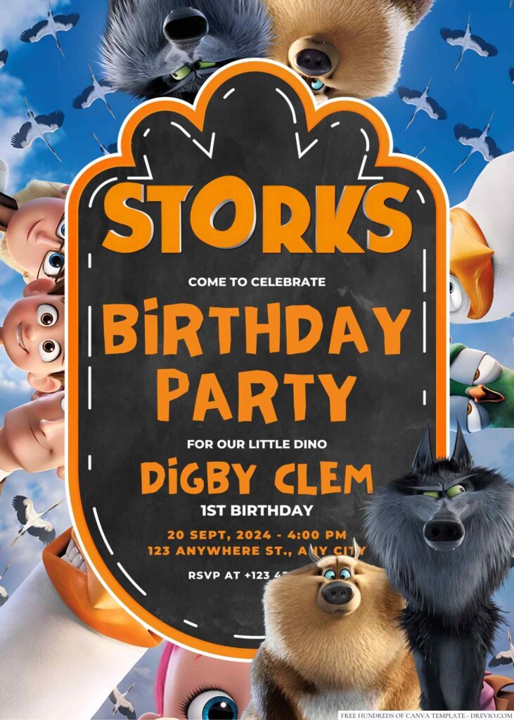 Storks Birthday Invitation