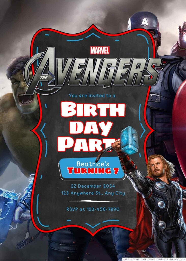 The Avengers Birthday Invitation
