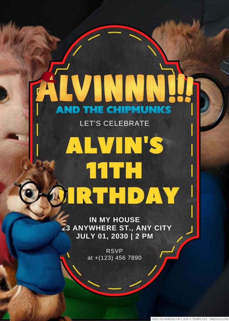 Alvin and the Chipmunks Birthday Invitation