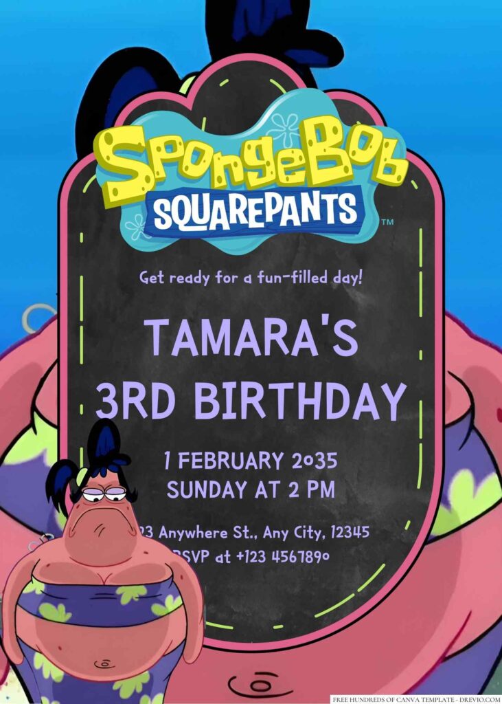 Patrick's sister Sam Star Cheeks Birthday Invitation