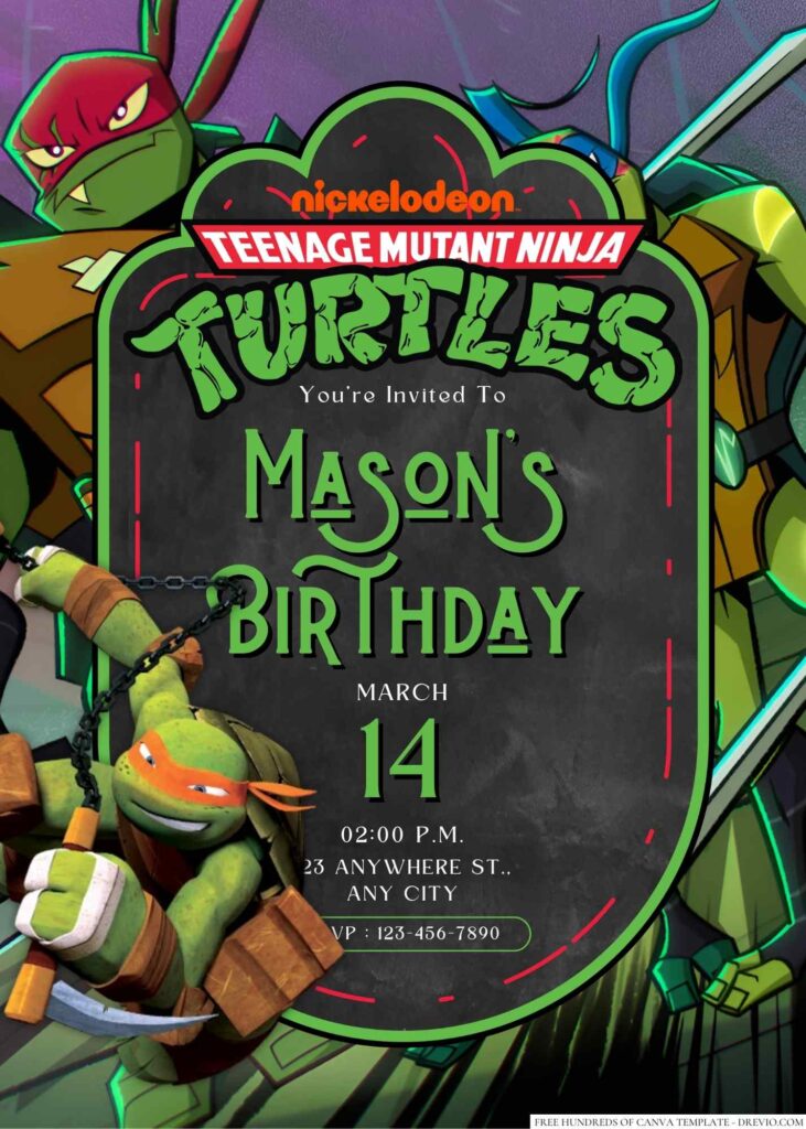 Teenage Mutant Ninja Turtles Birthday Invitation