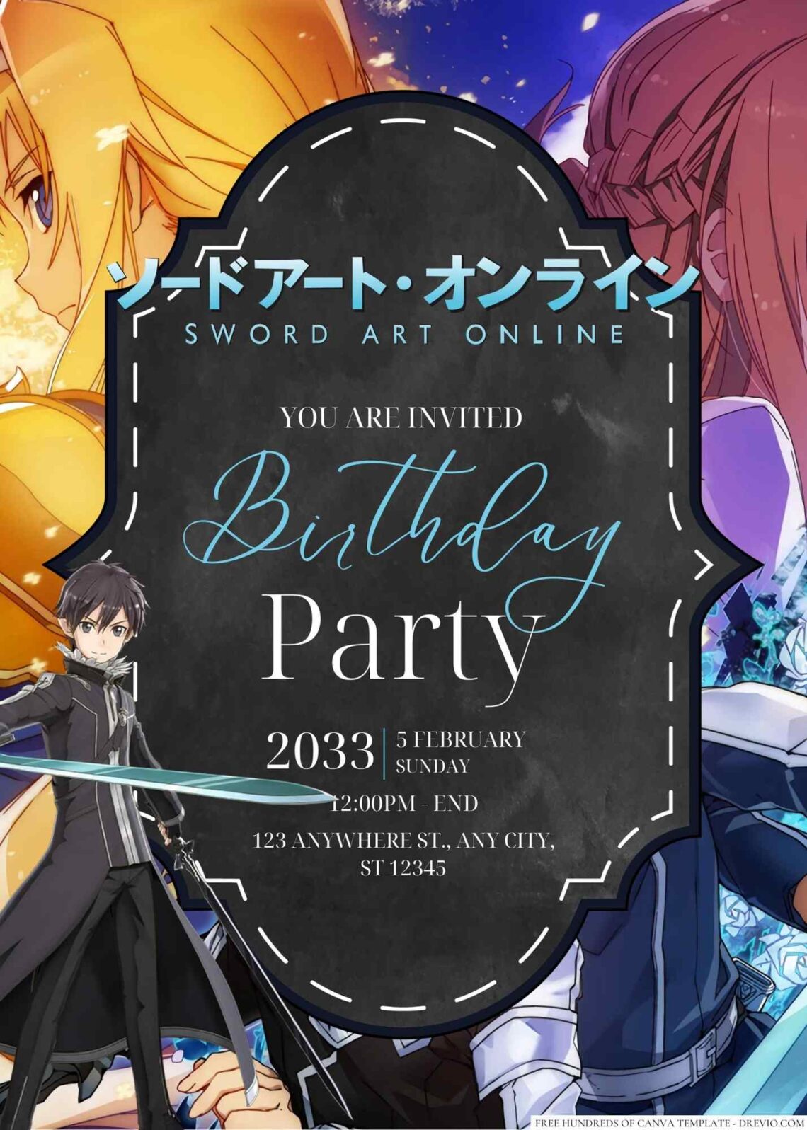 Sword Art Online Birthday Invitation | Download Hundreds FREE.