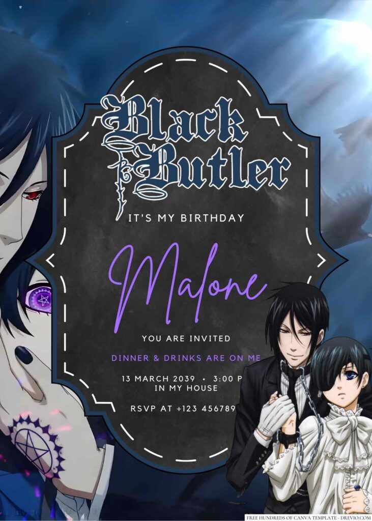 Black Butler Birthday Invitation 