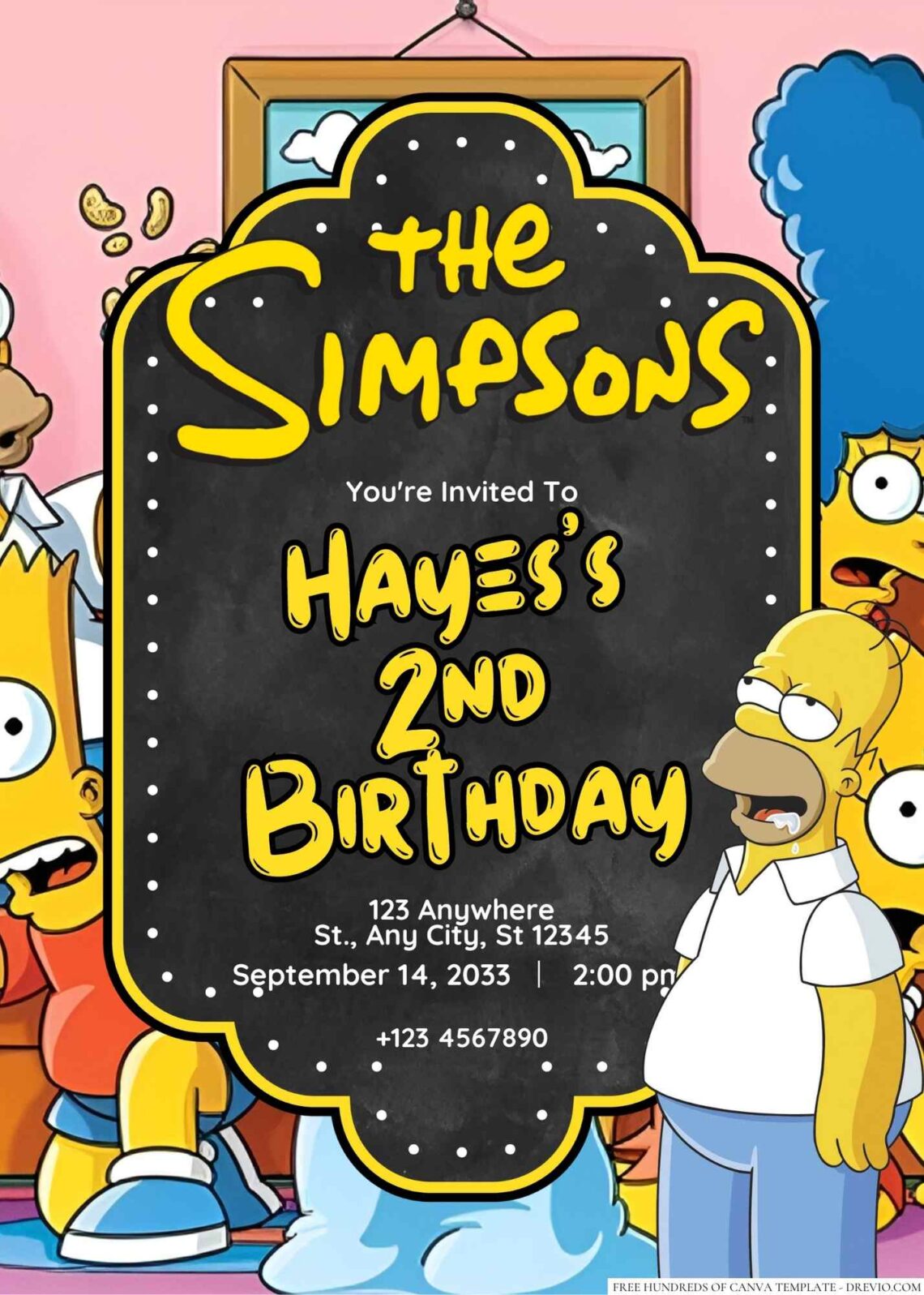 The Simpsons (Homer, Marge, Bart, Lisa, And Maggie) Birthday Invitation ...