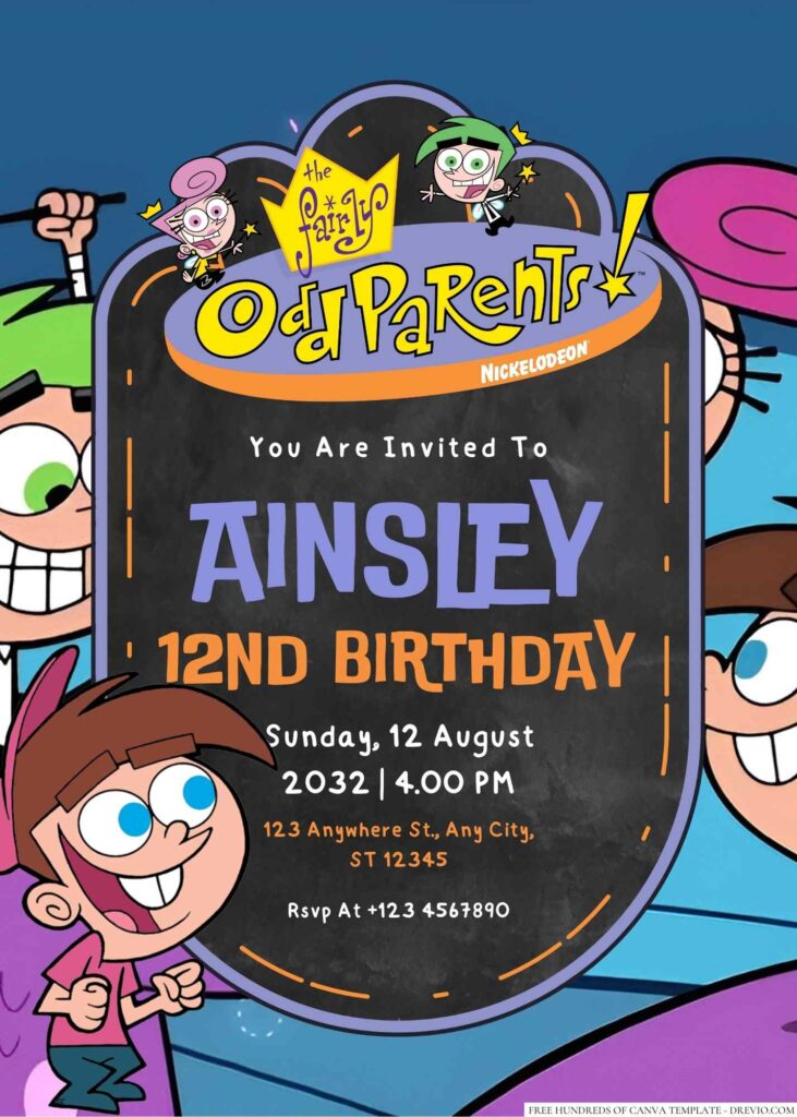 Timmy Turner (The Fairly OddParents) Birthday Invitation