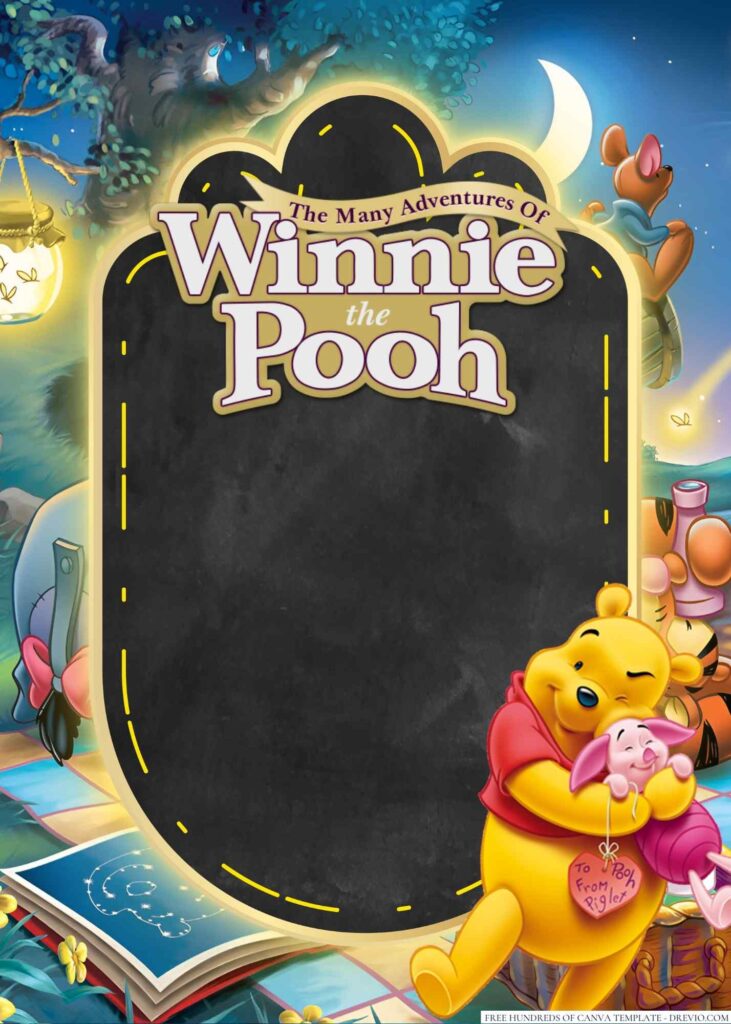 Invitation Template of 14+ The Many Adventures of Winnie the Pooh Canva Birthday Invitation Templates 6