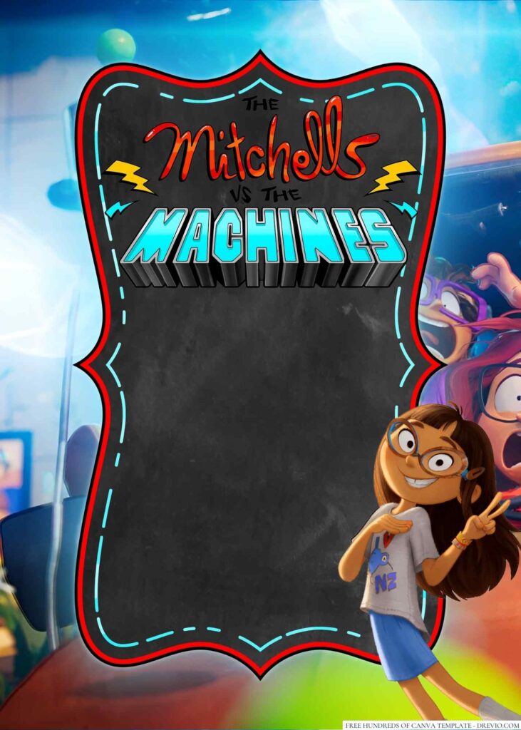 Invitation Template of 20+ The Mitchells vs. the Machines Canva Birthday Invitation Templates 3