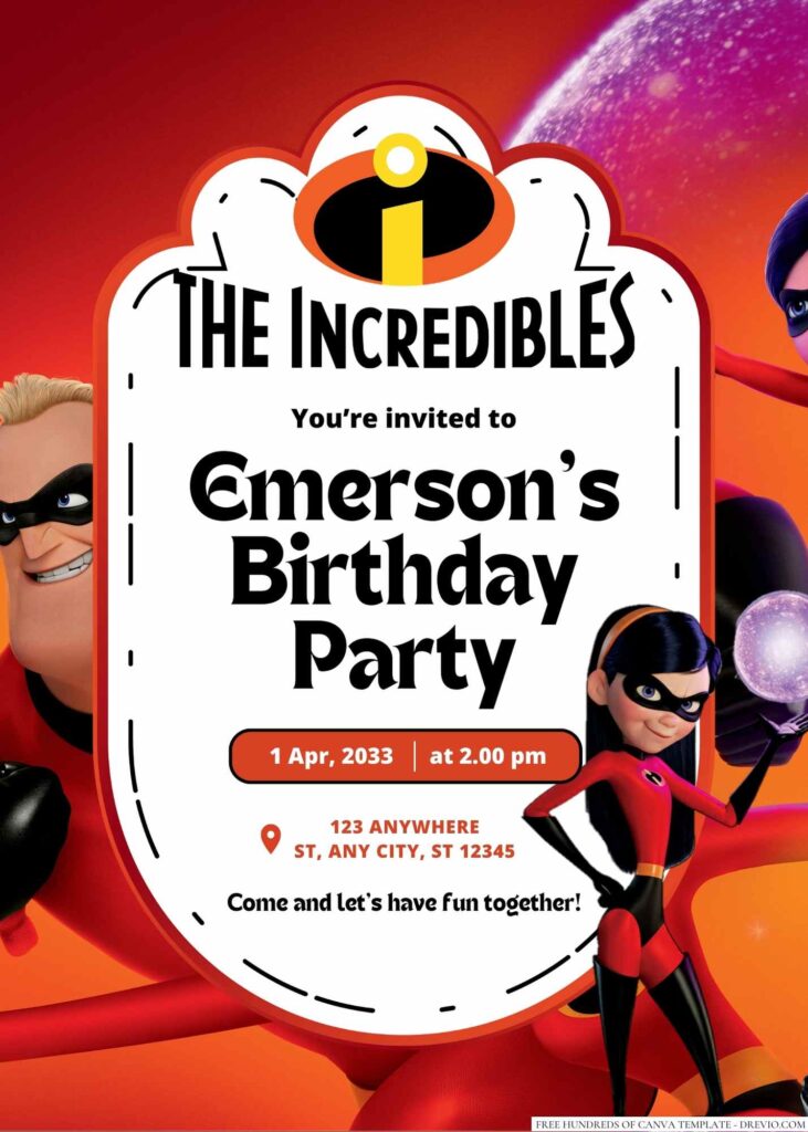 The Incredibles Birthday Invitation