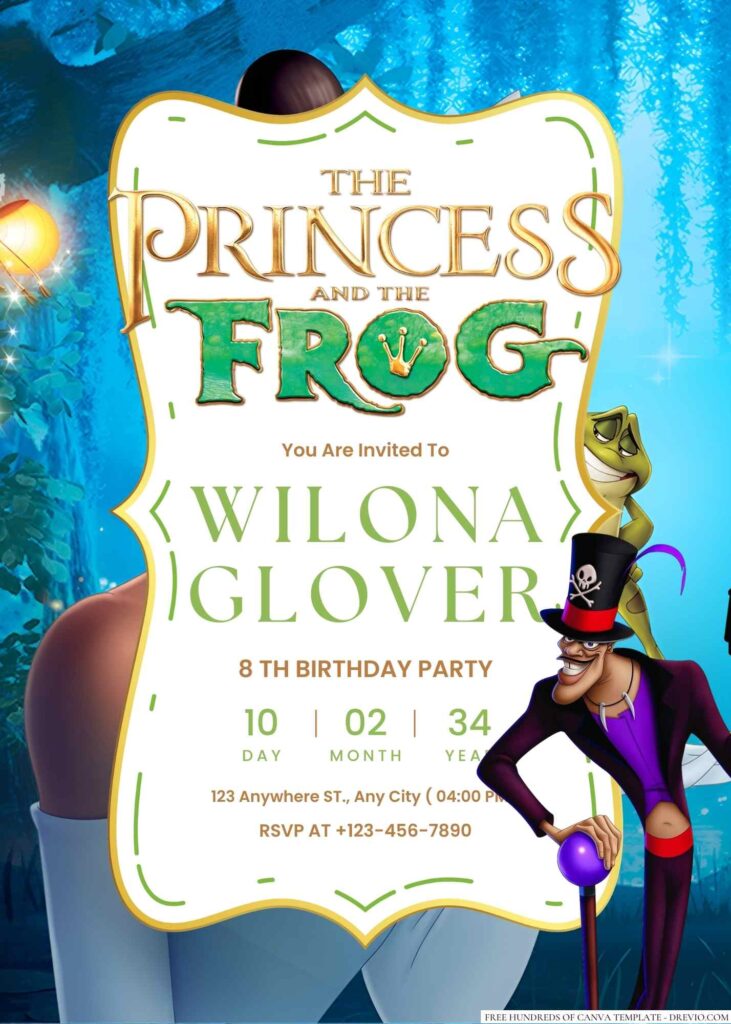 The Princess and the Frog Birthday Invitation