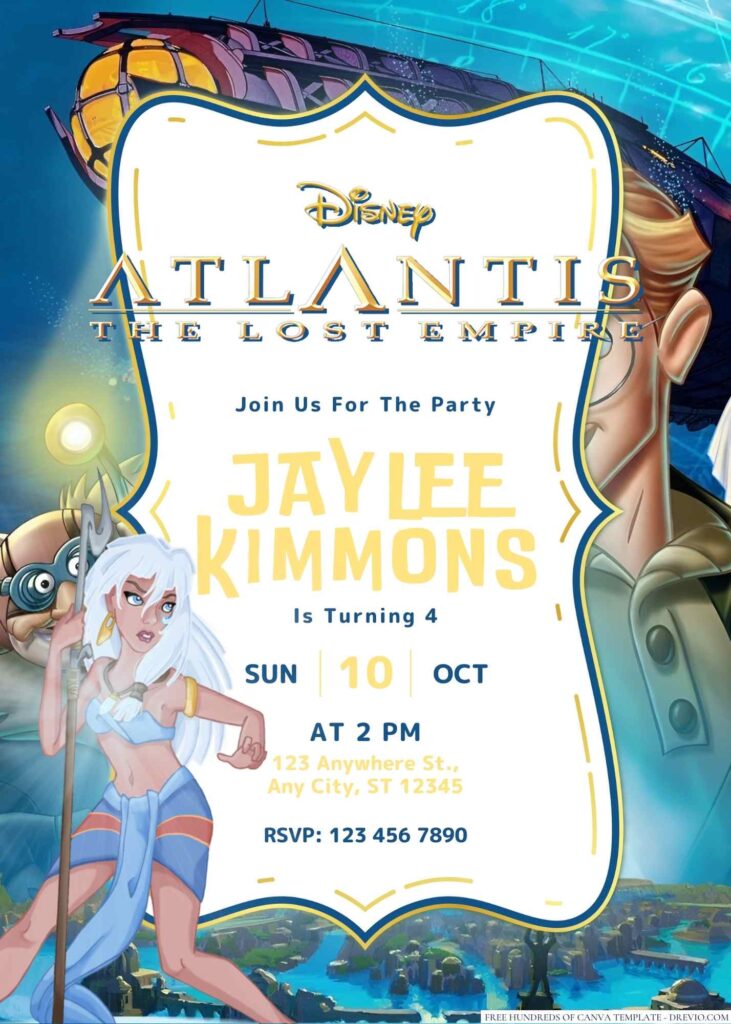 Atlantis The Lost Empire Birthday Invitation