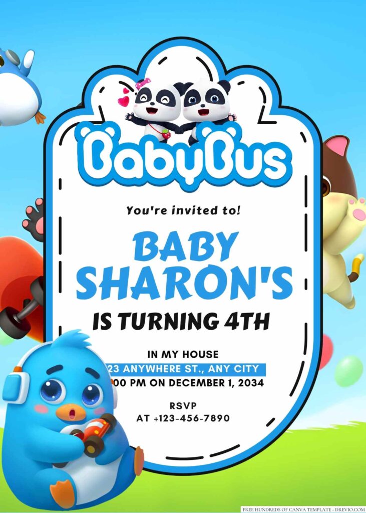 BabyBus Birthday Invitation