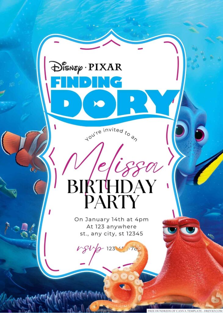 Finding Dory Birthday Invitation