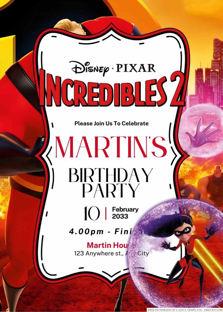 Incredibles 2 Birthday Invitation