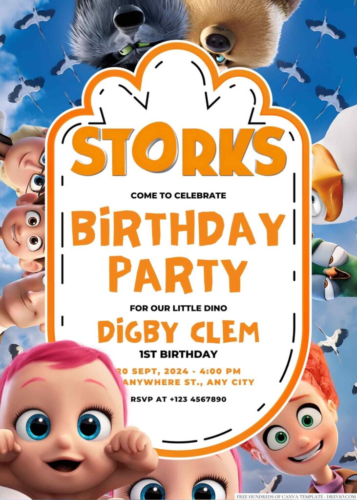 Storks Birthday Invitation