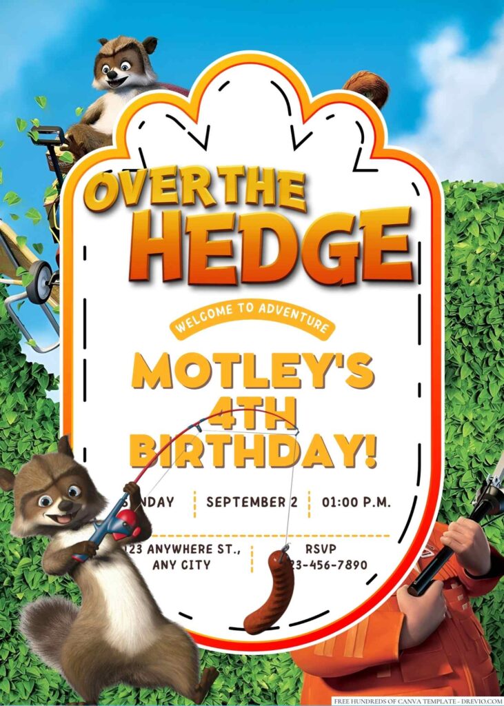Over the Hedge Birthday Invitation