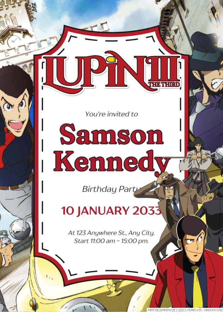 Lupin III Birthday Invitation