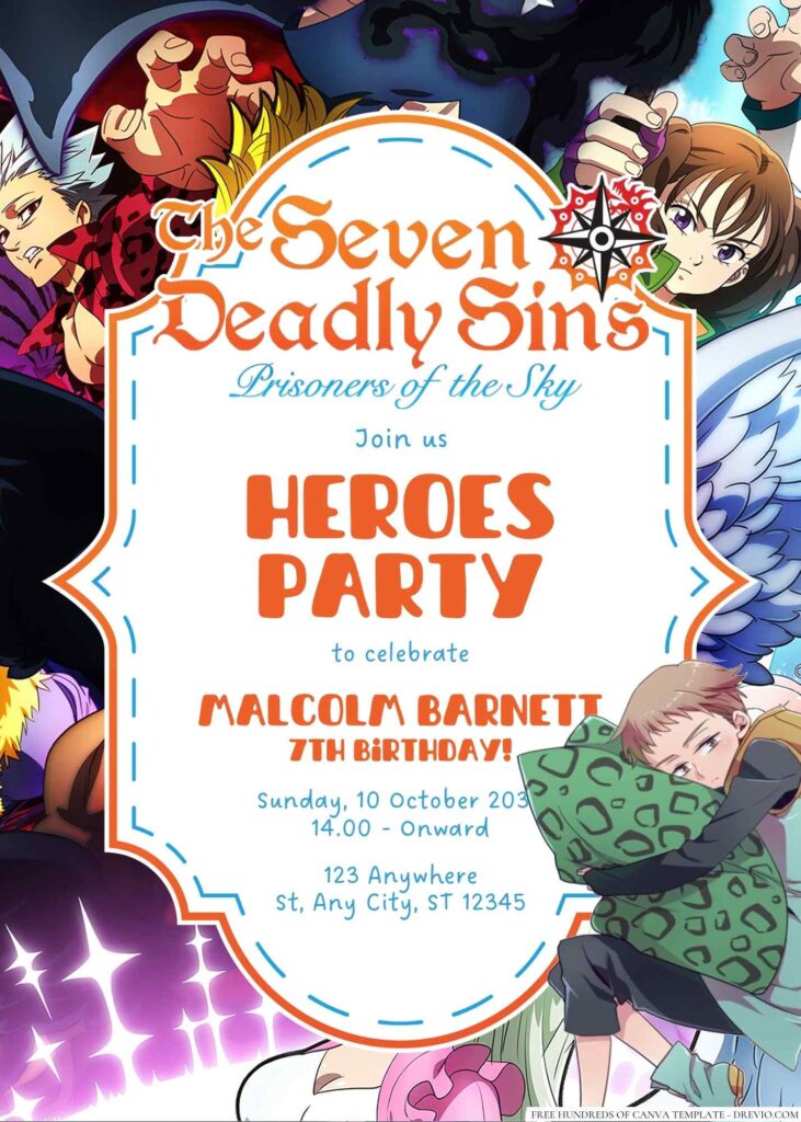 The Seven Deadly Sins Birthday Invitation