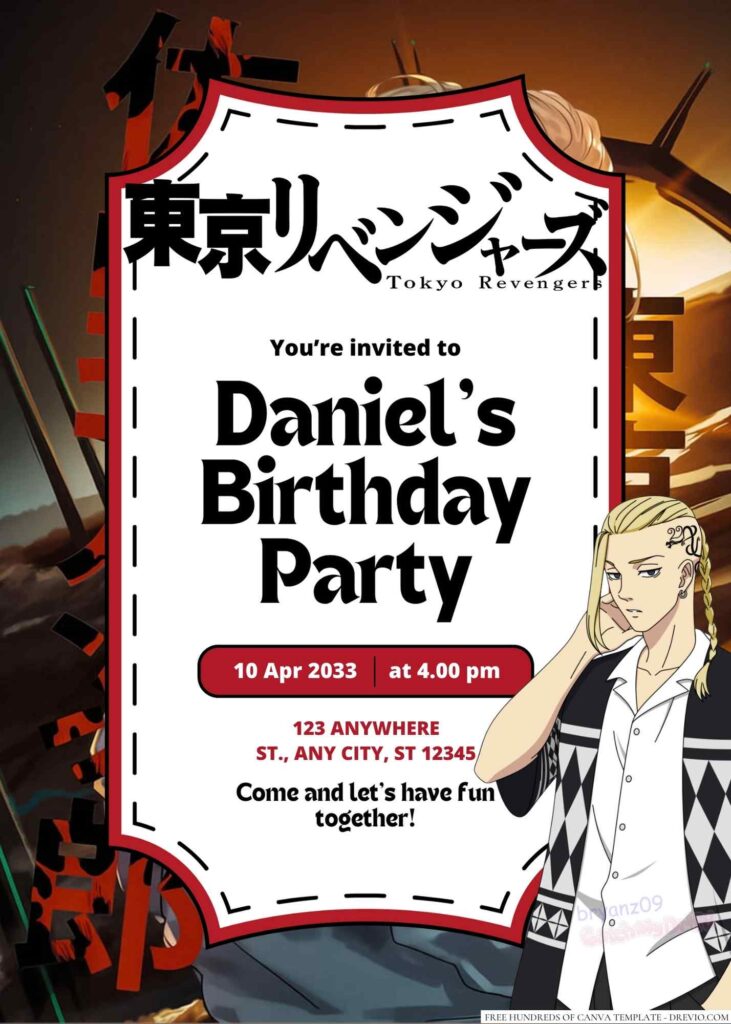 Tokyo Revengers Birthday Invitation