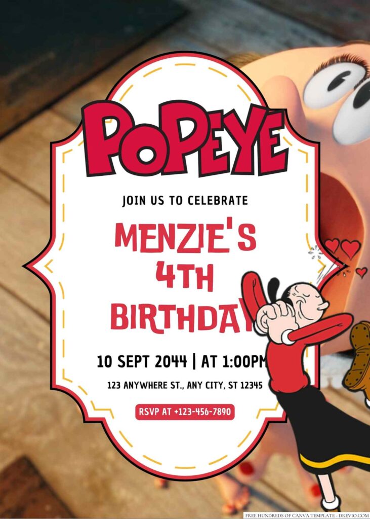 Olive Oyl Birthday Invitation