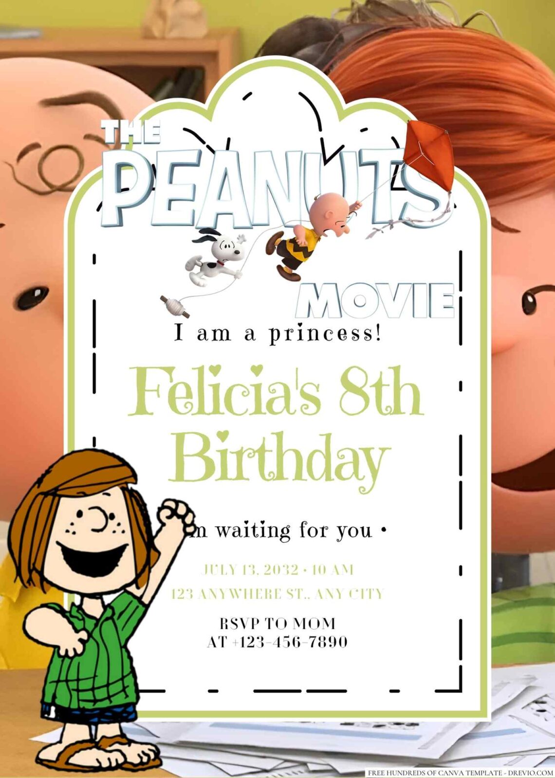 Peppermint Patty Birthday Invitation