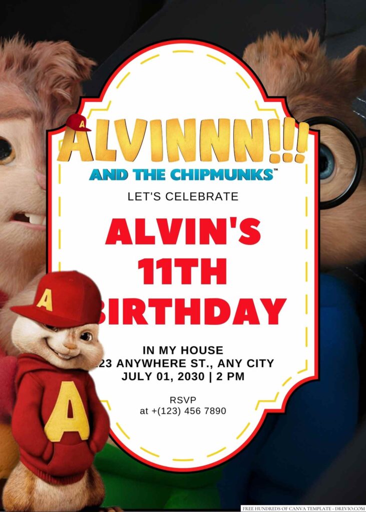 Alvin and the Chipmunks Birthday Invitation