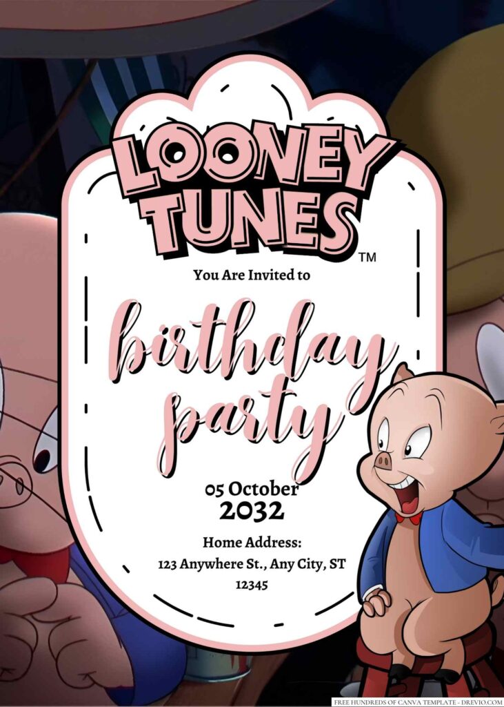 Porky Pig Birthday Invitation