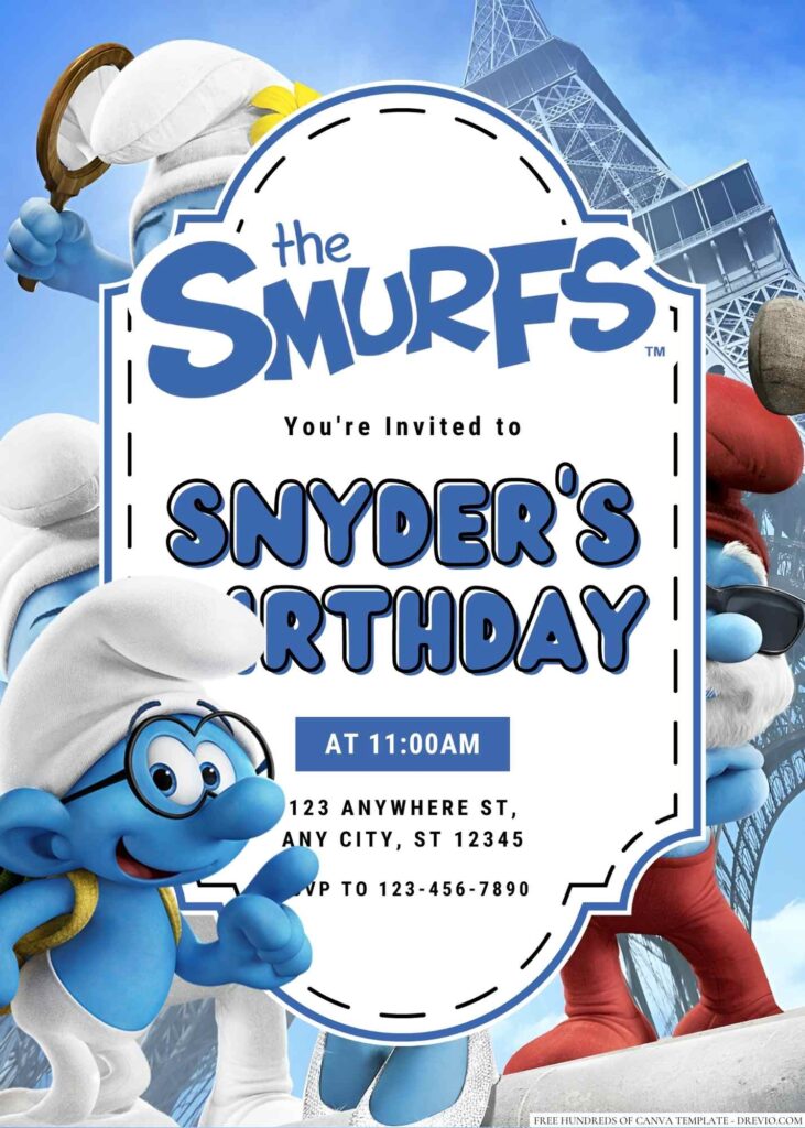 The Smurfs Birthday invitation