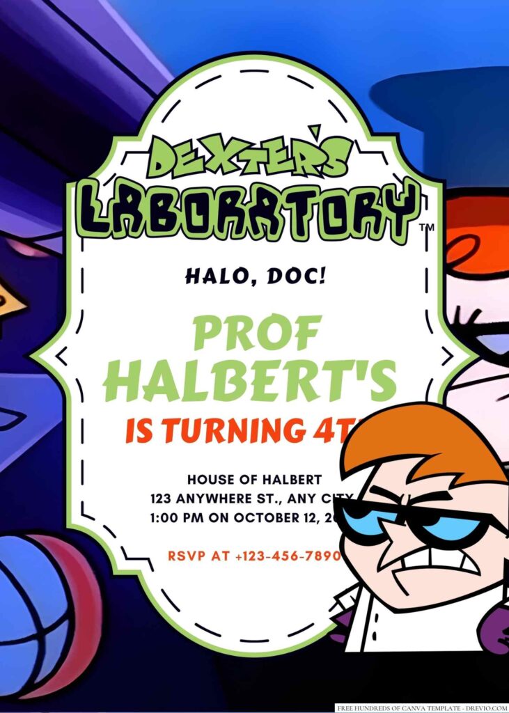 Dexter (Dexter's Laboratory) Birthday Invitation