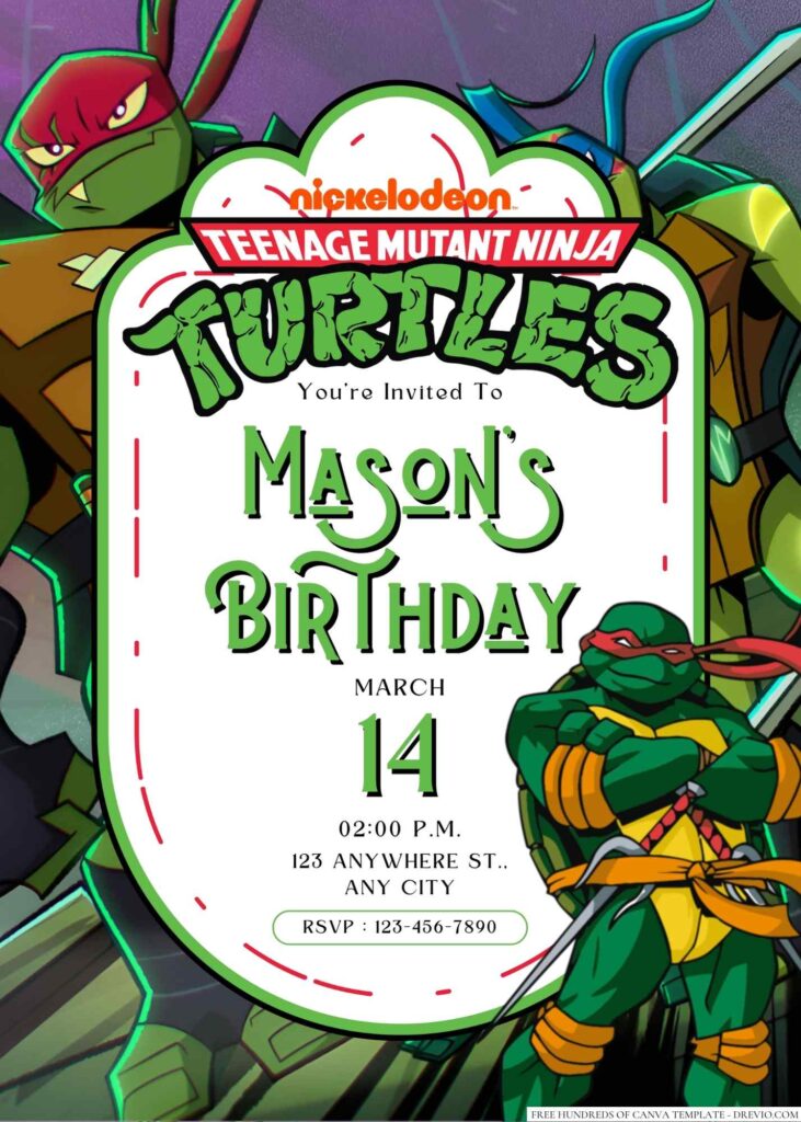 Teenage Mutant Ninja Turtles Birthday Invitation