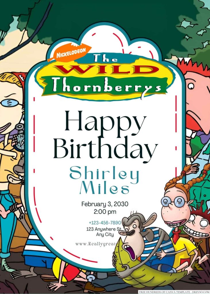 The Wild Thornberrys (Eliza and Darwin) Birthday Invitation