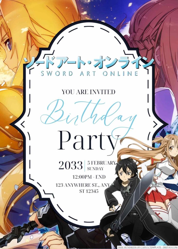 Sword Art Online Birthday Invitation 