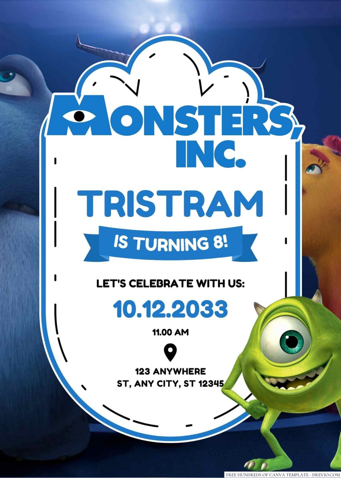Monsters, Inc. Birthday Invitation | Download Hundreds FREE PRINTABLE ...