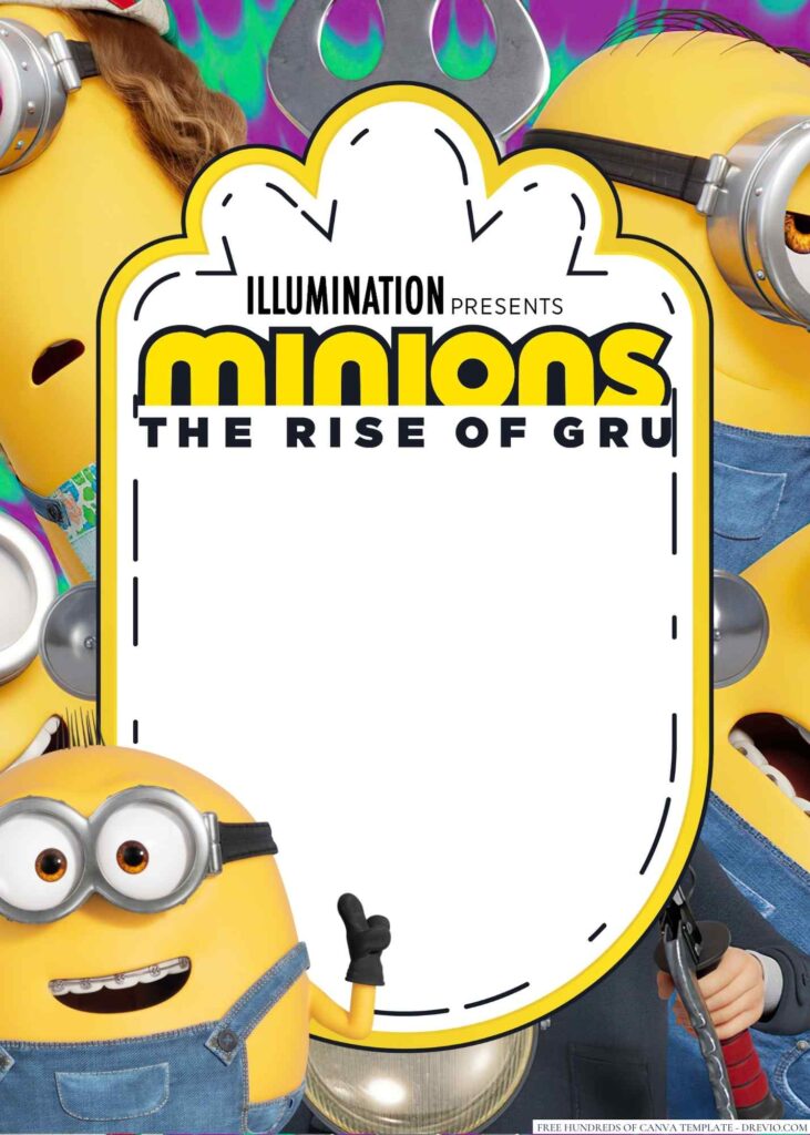 Invitation Template of 22+ Minions The Rise Of Gru Canva Birthday Invitation Templates 9