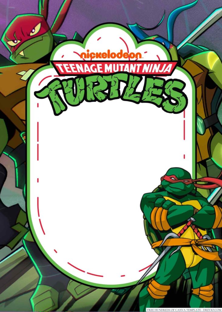 Invitation Template of 20+ Teenage Mutant Ninja Turtles Canva Birthday Invitation Templates 7