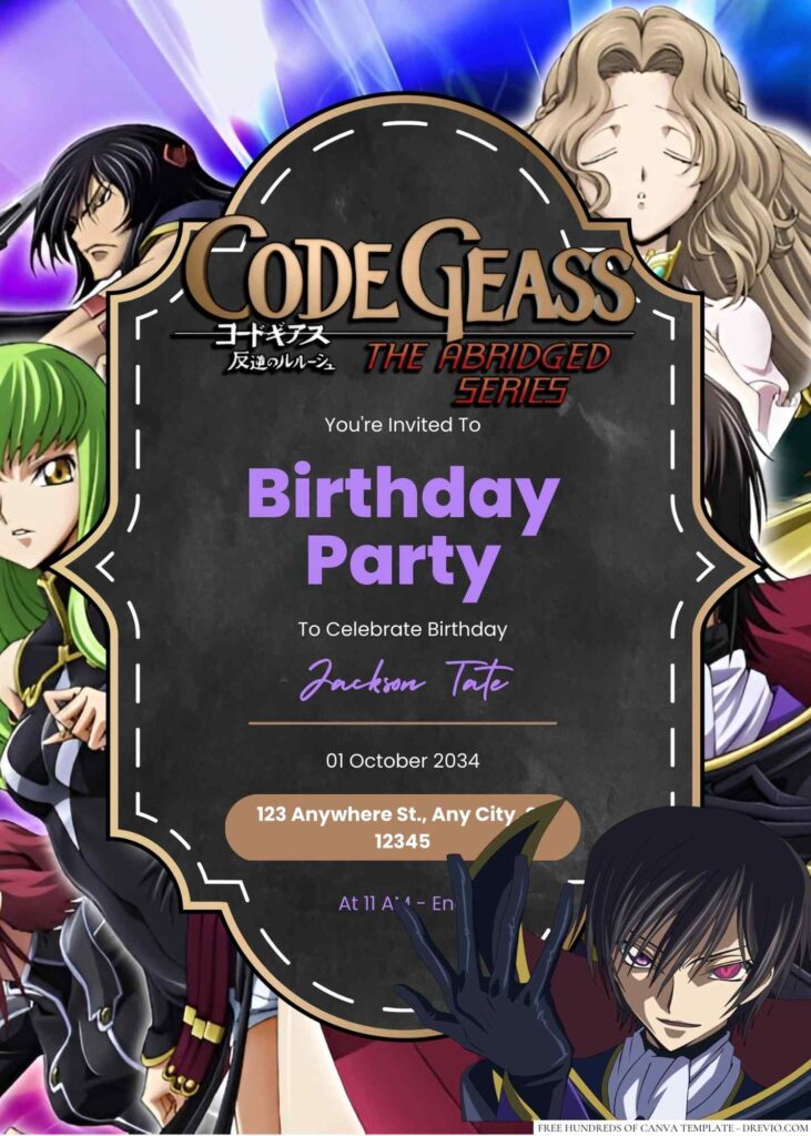 Code Geass Birthday Invitation 