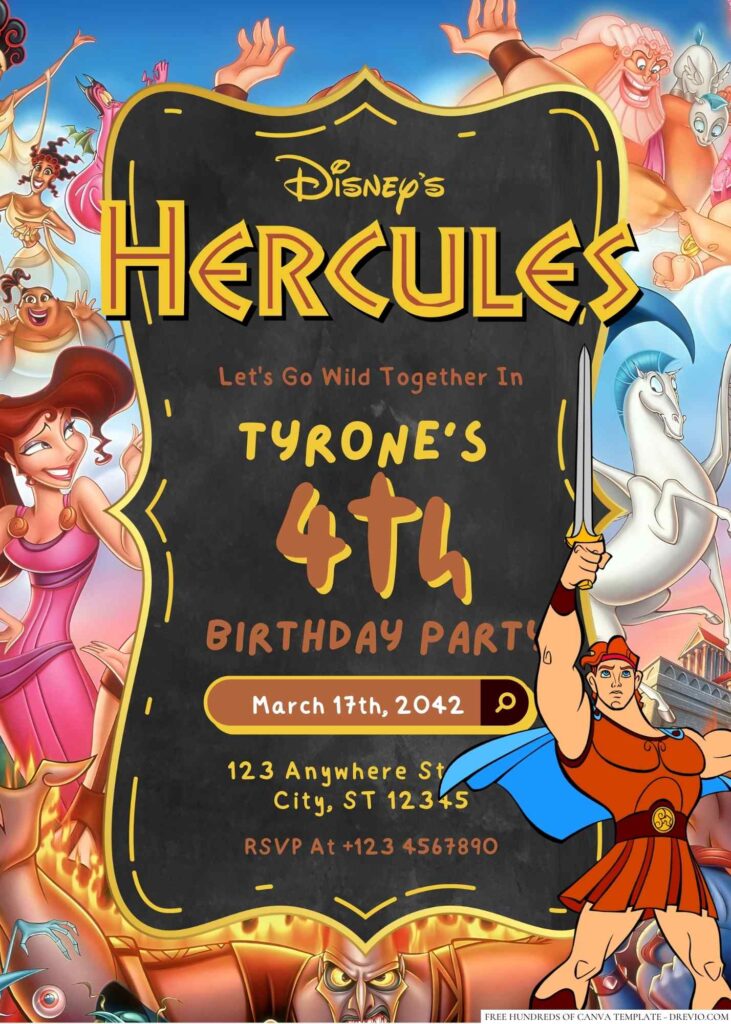  Hercules Birthday Invitation